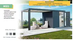 Hubo Biohort Neo 1A tuinhuis 180x180x222 cm metaal zilver metallic aanbieding