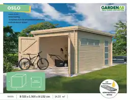 Hubo Gardenas Oslo garage 325x505x232 cm hout + zijdeur aanbieding