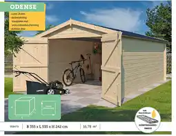 Hubo Gardenas Odense garage 535x355x242 hout cm aanbieding