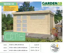 Hubo Gardenas Ervik III houten tuinhuis 415x295x219 cm blokhut aanbieding