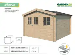 Hubo Gardenas Zurich houten tuinhuis 295x205 cm onbehandeld aanbieding