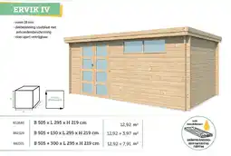 Hubo Gardenas Ervik IV houten tuinhuis 505x295x219 cm blokhut aanbieding