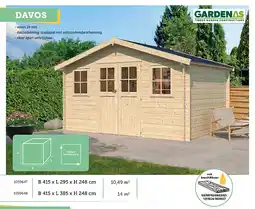 Hubo Gardenas Davos houten tuinhuis 415x295x248 cm blokhut anticondensbescherming aanbieding