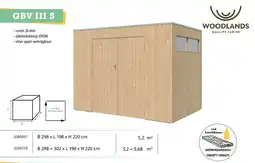 Hubo Woodlands QBV S houten tuinhuis 298x198x220 cm blokhut aanbieding