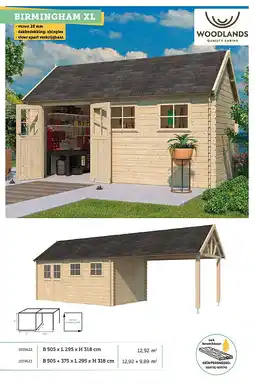 Hubo Woodlands Birmingham XL houten tuinhuis 505x295x318 cm blokhut aanbieding