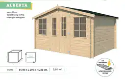 Hubo Gardenas Alberta houten tuinhuis 385x295x213 cm blokhut aanbieding