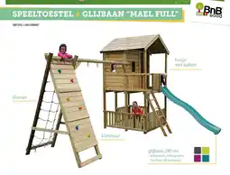 Hubo BnB Wood Mael Full speeltoestel + glijbaan lime groen aanbieding