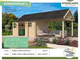 Hubo Woodlands Birmingham L houten tuinhuis 385x295x318 cm blokhut aanbieding