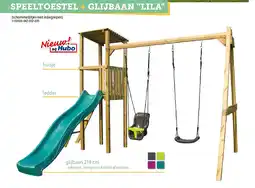 Hubo BnB Wood Lila speeltoestel + glijbaan turkoois aanbieding