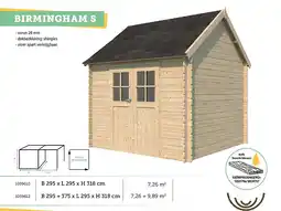 Hubo Woodlands Birmingham S houten tuinhuis 295x295x318 cm blokhut aanbieding