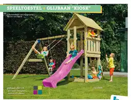 Hubo Blue Rabbit Kiosk speeltoren + glijbaan lime groen aanbieding