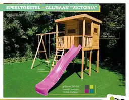 Hubo BnB Wood Victoria speeltoestel + glijbaan lime groen aanbieding