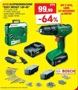 Hubo ACCU KLOPBOORMACHINE “EASY IMPACT 18V-40” aanbieding