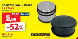 Hubo DEURSTOP INOX of ZWART 9 x 7,5 cm aanbieding