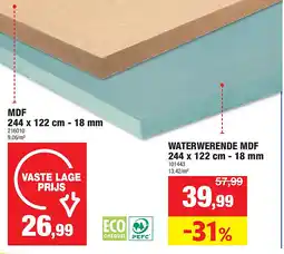 Hubo WATERWERENDE MDF 244 x 122 cm - 18 mm aanbieding