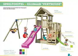 Hubo Blue Rabbit Penthouse speeltoren + glijbaan lime groen aanbieding