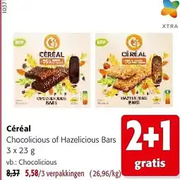 Colruyt Céréal Chocolicious of Hazelicious Bars 3 x 23 g aanbieding