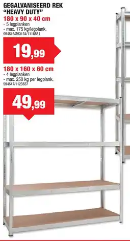 Hubo GEGALVANISEERD REK “HEAVY DUTY” 180 x 160 x 60 cm aanbieding