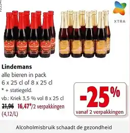 Colruyt Lindemans alle bieren in pack aanbieding