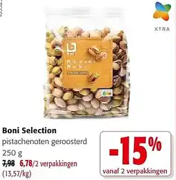 Colruyt Boni Selection pistachenoten geroosterd 250 g aanbieding