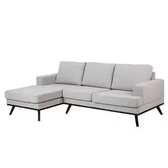Leen Bakker Hoeksalon Lund - hoek links - stof Stuart - lichtgrijs/zwart - Leen Bakker aanbieding