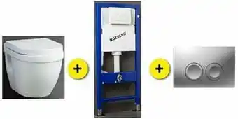 Zelfbouwmarkt Toiletset Shark Wit Incl Wc-bril + Inbouwres Up100 + Drukplaat Chroom aanbieding