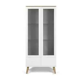 Leen Bakker Tenzo vitrinekast Dot - wit/eikenkleur - 175x79x43 cm - Leen Bakker aanbieding