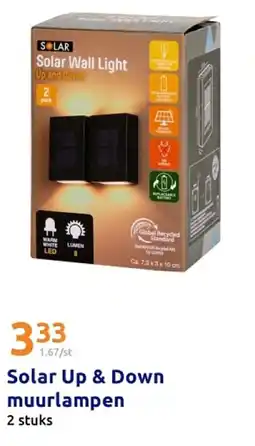 Action Solar Up & Down muurlampen aanbieding