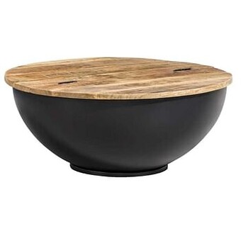 Leen Bakker Salontafel Quinn - naturel/zwart - 80x32 cm - Leen Bakker aanbieding
