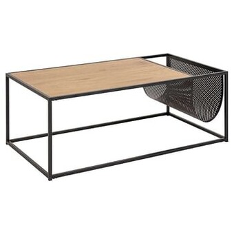 Leen Bakker Salontafel Jaxx - eikenkleur/zwart - 40x110x60 cm - Leen Bakker aanbieding