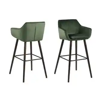 Leen Bakker Barkruk Uppsala - fluweel - groen (2 stuks) - Leen Bakker aanbieding