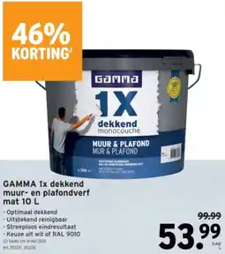 GAMMA GAMMA 1x dekkend muur en plafondverf mat aanbieding