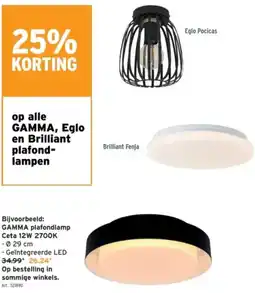 GAMMA GAMMA, Eglo en Brilliant plafondlampen aanbieding