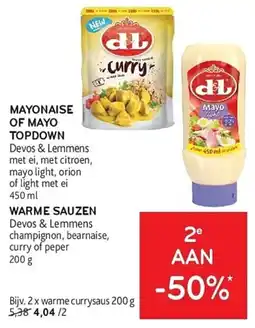 Alvo Devos & Lemmens Mayonaise of mayo topdown of warme sauzen aanbieding
