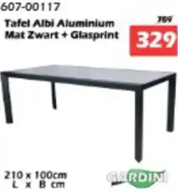 iTEK Tafel Albi Aluminium Mat Zwart + Glasprint aanbieding
