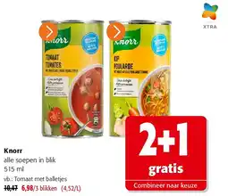 Colruyt Knorr alle soepen in blik 515 ml aanbieding