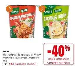 Colruyt Knorr Snackpot Pasta Tomato & Mozzarella 63 g aanbieding