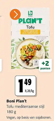 Colruyt Boni Plan’t Tofu mediterraanse stijl 180 g aanbieding