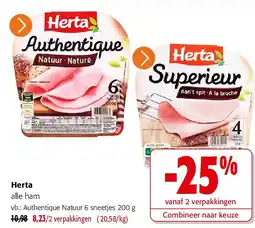 Colruyt Herta Authentique Natuur 6 sneetjes 200 g aanbieding