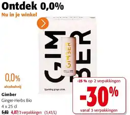 Colruyt Gimber Ginger-Herbs Bio 4 x 25 cl aanbieding