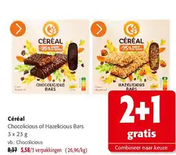 Colruyt Céréal Chocolicious of Hazelicious Bars 3 x 23 g aanbieding