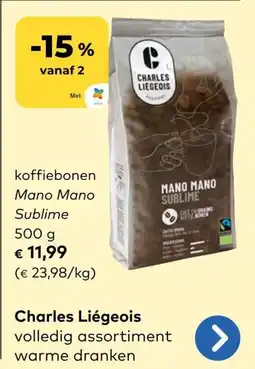 Bio Planet Charles Liégeois koffiebonen Mano Mano Sublime aanbieding