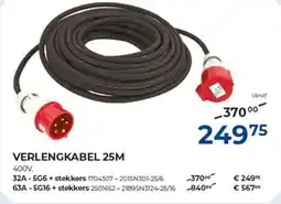 Meno Verlengkabel 25m 32A - 5G6 + stekkers aanbieding