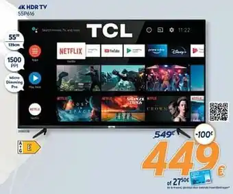Krëfel Tcl 4k hdr tv 55p616 aanbieding