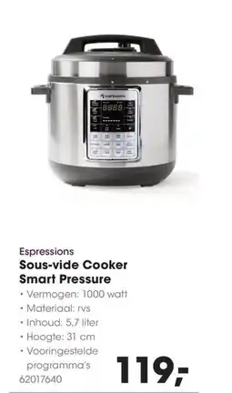 Hanos Espressions sous vide cooker smart pressure aanbieding