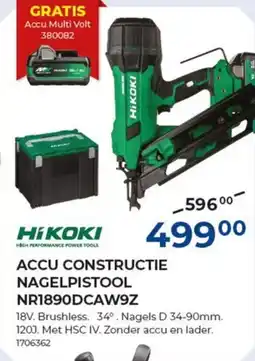 Meno Hikoki accu constructie nagelpistool NR1890DCAW9Z aanbieding