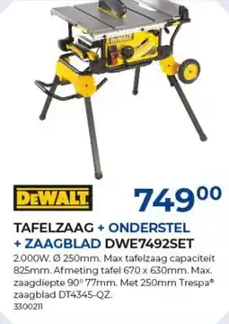 Meno Tafelzaag + onderstel + zaagblad DWE7492SET aanbieding