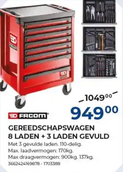 Meno Gereedschapswagen 8 laden + 3 laden gevuld aanbieding