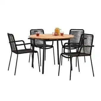 Leen Bakker Le Sud tuinset Lunas Loire rond - zwart - 5-delig - Leen Bakker aanbieding