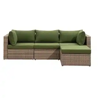 Leen Bakker Le Sud modulaire loungeset Dordogne taupe/groen - 4-delig - Leen Bakker aanbieding